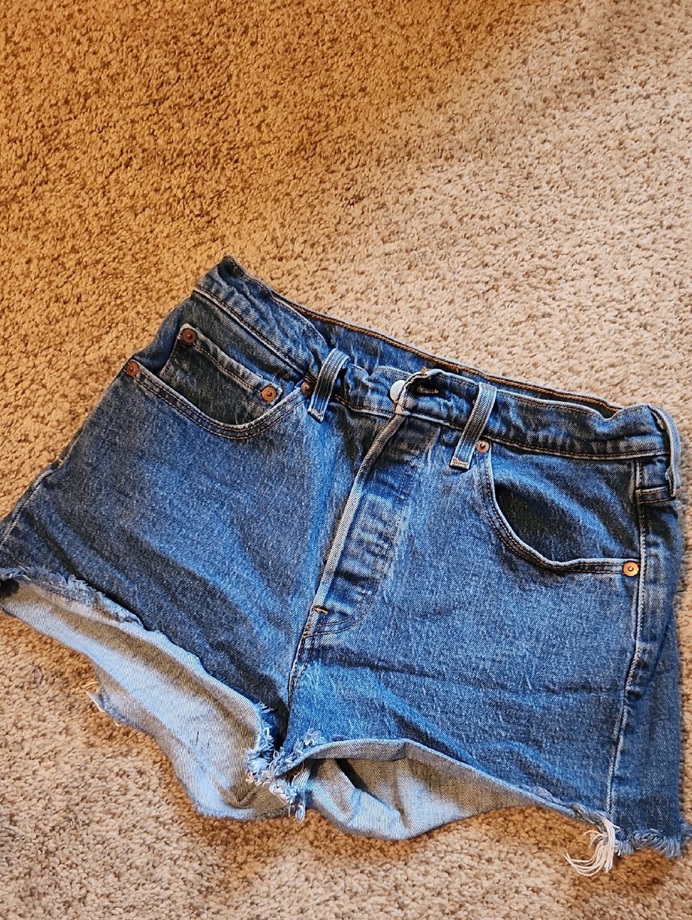 Levi's 501 Classic High-Waist Denim Cutoff Shorts - Blue